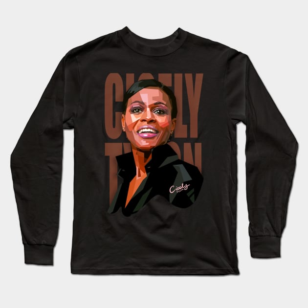 Cicely tyson pop art portrait Long Sleeve T-Shirt by BAJAJU